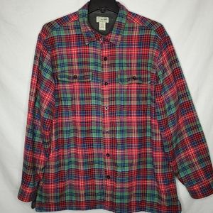 L. L. BEAN VINTAGE FLEECE LINED FLANNEL BUTTON UP